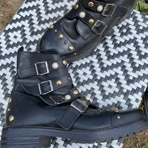 Black Studded Biker Boots